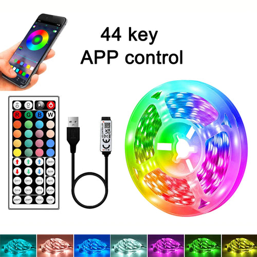 1-40M RGB LED Strip Lights USB 5V Music Sync APP & 44Key Remote
