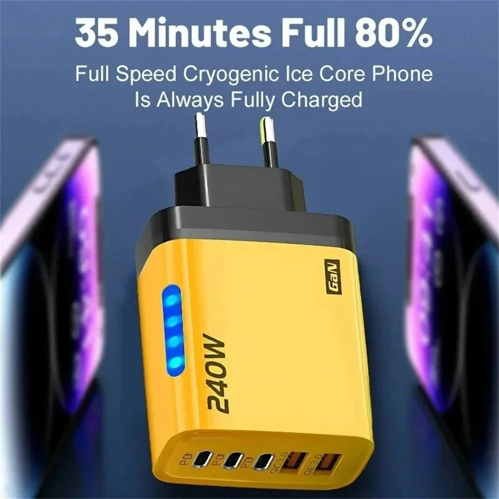 240W GaN USB C Charger 5 in 1 Fast Charging Phone Charger Power